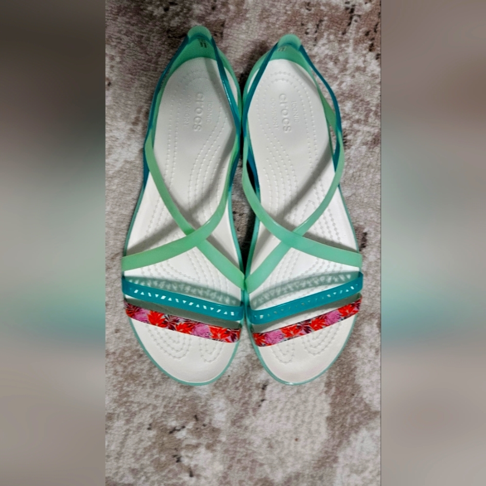 CROCS Women's Multi-Green Strappy Sandals